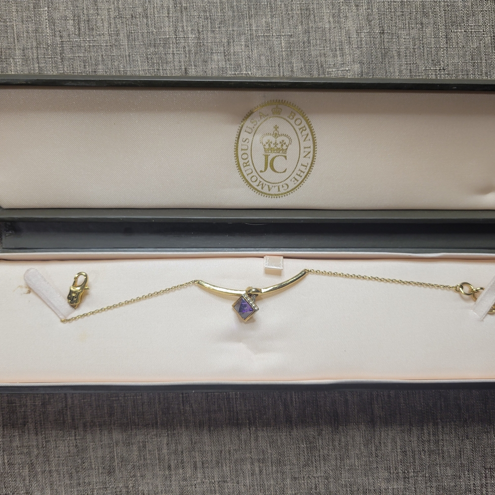 Juicy Couture 2000s Era Gold And Purple Gem Bracelet